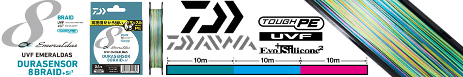 Daiwa UVF Emeraldas Dura Sensor 8Braid +Si² [10m x 3colors] 150m