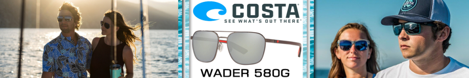 Costa Wader 580G Shiny Dark Gunmetal/Gray Silver Mirror 580G