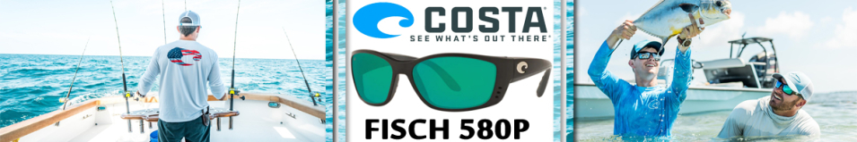 Costa Fisch 580P Matte Black Global Fit/Green Mirror 580P