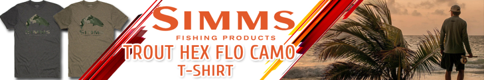 Simms Trout Hex Flo Camo T-Shirt Charcoal Heather