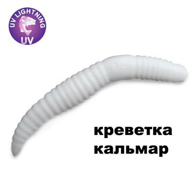 Силиконовая приманка Crazy Fish MF Baby Worm 2" 66-50-59-7-EF креветка+кальмар цв. white (белый)