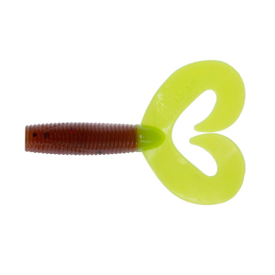Силиконовая приманка Helios Credo Double Tail 3,54"/9 см Rusty Gold & Lime 5шт. (HS-28-017)