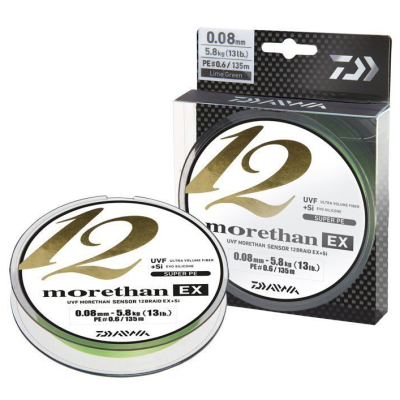 Леска плетеная Daiwa Morethan 12 Braid EX +Si 135m Lime green 0.10mm