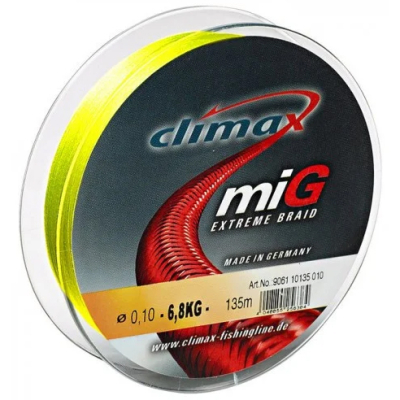 Плетёный шнур Climax miG Extreme Braid 100м 0.25мм 19кг/41lb (жёлтый неон)