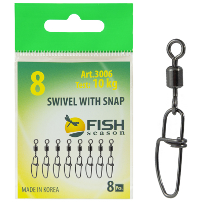 Вертлюжок с застежкой Fish Season Insurance, №4 (30 кг), (упак. 7 шт)