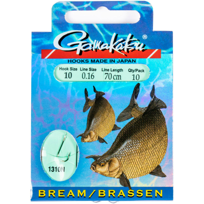 Крючки с поводком Gamakatsu Booklet Bream 1310N №10-0.18мм 70см 10шт.