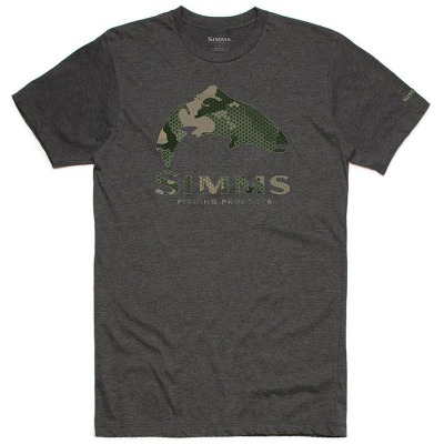 Футболка Simms Trout Hex Flo Camo T-Shirt, Charcoal Heather, L