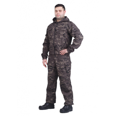 Костюм NovaTex "Спецназ" (рип-стоп, черный мультикам) 7.62, р-р 60-62 рост 182-188