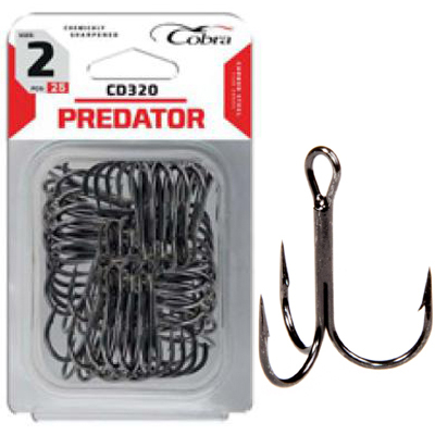 Крючки-тройники Cobra сер. CT330 разм.010 25шт. в блистере