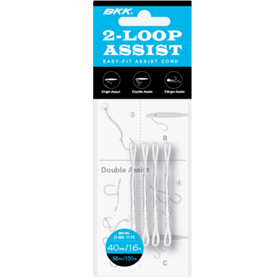 Поводок для ассиста BKK 2-Loop Assist Cord 150 Lb - M (4шт)