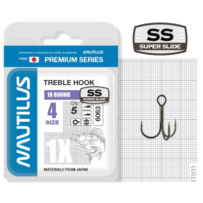 Крючок тройной Nautilus 1X Round Premium Series 6063SS № 4 (5шт)