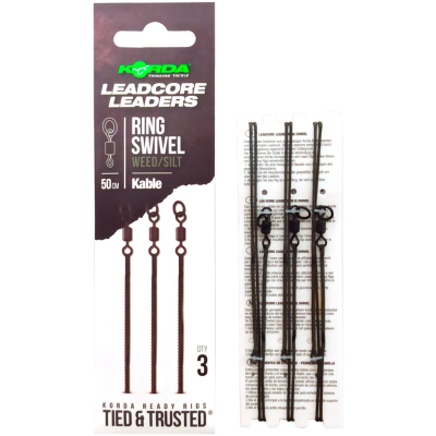 Лидкор Korda Kable Leadcore Leader Ring Swivel 50см Weed