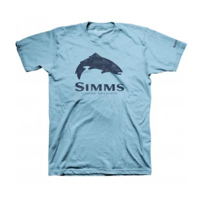 Футболка Simms Topo Camo Logo T-Shirt - Trout, Light Blue, XL