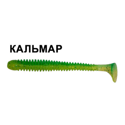 Силиконовая приманка Crazy Fish Vibro Worm 3,4" 12-85-7D-6-F кальмар цв. lime-chart (лайм-шартрес)