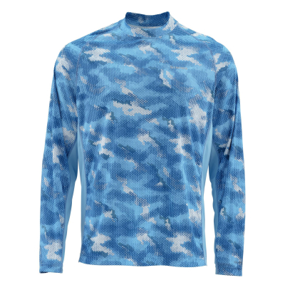 Термофутболка Simms Solarflex LS Crewneck - Print, Hex Camo Sky Blue, XXL