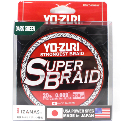 Плетеный шнур Yo-Zuri PE Superbraid 270м Dark Green (0,36мм) 50lbs