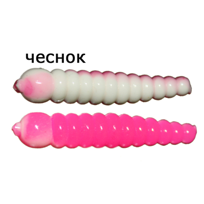 Мягкая приманка MicroFishing Личинка 3.5 см - 10шт. Бело-розовый (двухцветка) Чеснок