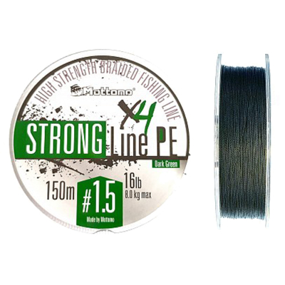 Плетеный шнур Mottomo Strong Line PE Dark Green 150m #1.5/8kg