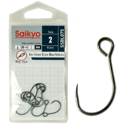 Крючки Saikyo SSBL075-BN IN-LINE EYE BARBLESS №6 (10 шт.)