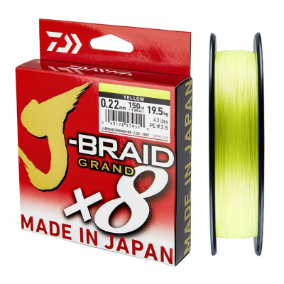 Леска плетеная Daiwa J-Braid Grand X8 135m Yellow 0.10mm