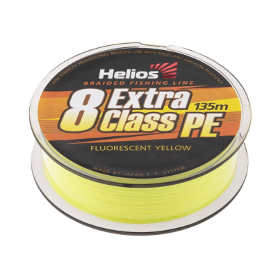 Шнур плетеный Helios Extra Class 8 PE Braid Fluorescent Yellow 135m 0,10mm