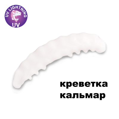 Силиконовая приманка Crazy Fish MF H-Worm 1.65" 64-42-59-7-EF креветка+кальмар цв. white (белый)