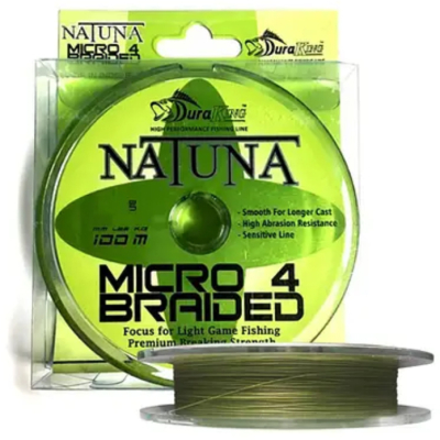 Шнур DuraKing Natuna Micro 4X 100м оливково-зеленый #0.4, 0,10мм, 13lbs
