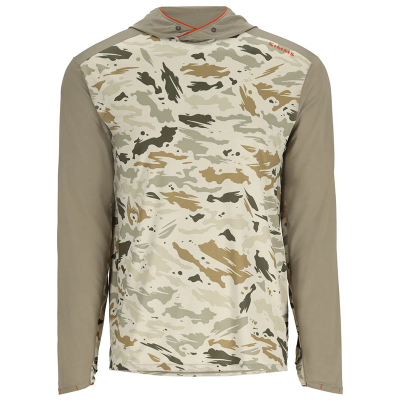 Термофутболка Simms Bugstopper Solarflex Hoody, Ghost Camo Stone/Stone, XXL