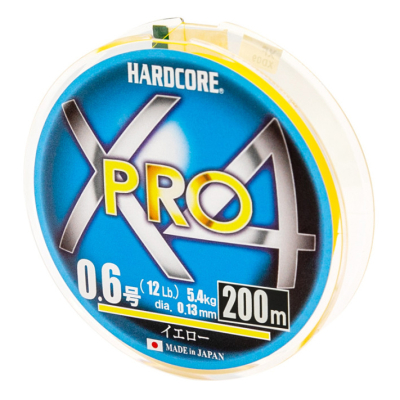 Плетеный шнур Duel PE Hardcore X4 Pro 200m Yellow #1.0 8.0Kg (0.17mm)