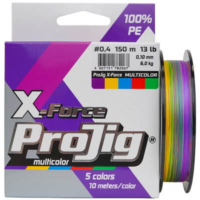 Шнур ProJig X-Force 100м Multicolor 0,16мм, 11,0кг