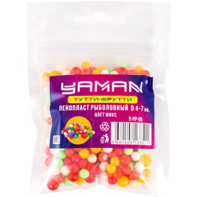 Пенопласт рыболовный Yaman Тутти-фрутти, d 4-7 мм, цв. микс (уп. 250 шт)