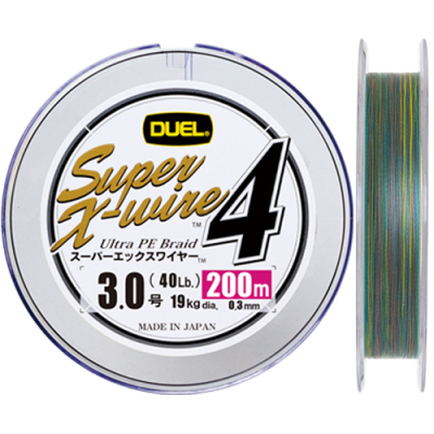 Плетеный шнур Duel PE Super X-Wire 4 200м 5Color-Yellow Marking #0,8 (0,15мм) 6,4kg