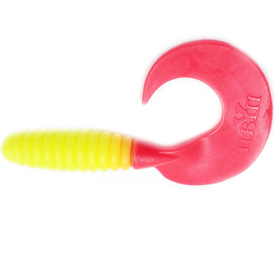 Силиконовая приманка Yaman Spiral 6" цвет #06 - Chartreuse red tail (уп. 4 шт.)