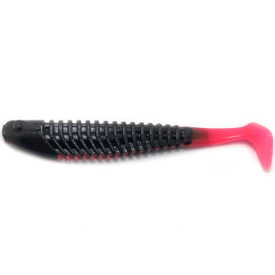 Силиконовая приманка Boroda Baits Yakudza 85 mm ЧЁРНЫЙ/ЯРКО-РОЗОВЫЙ (Black/Acid Pink)