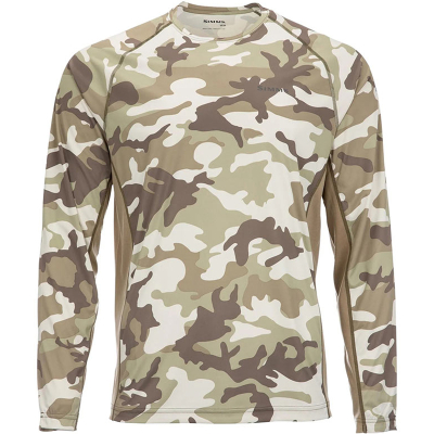 Термофутболка Simms SolarFlex LS Crewneck - Print, Woodland Camo Sandbar, XXL