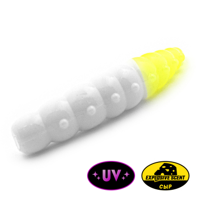 Личинка Rampage Trout Hunting Battle Pupa 1.7" цв.#091 - White / Chartreuse UV