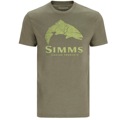 Футболка Simms Wood Trout Fill T-Shirt, Military Heather/Neon, L