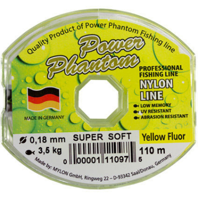 Леска Power Phantom Super Soft Yellow Fluor 110м 0,25мм, 6,2 кг