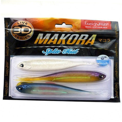 Виброхвосты Lucky John 3D Series Makora Split Tail 6.0" цв. MIX1 3шт.