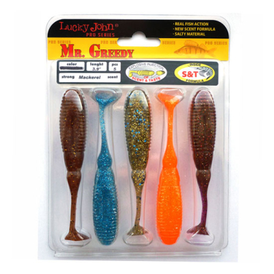Мягкая приманка Lucky John Pro Series Mister Greedy 3.9" цв. MIX3