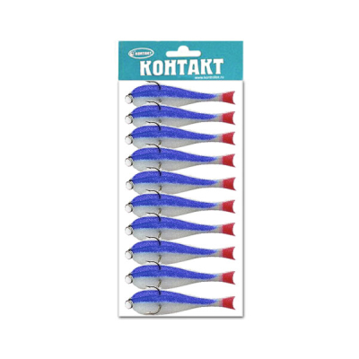 Поролоновая рыбка Контакт (тройник) 8 см. бело-синяя