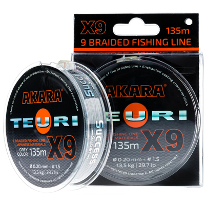 Шнур Akara Teuri X-9 Gray 135 м 0,20