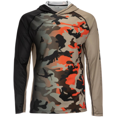 Термофутболка Simms SolarVent Hoody - Pro, Woodland Camo Flame, M