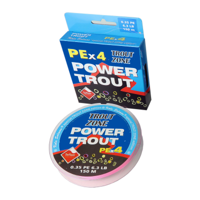 Плетеная леска Trout Zone PEx4 Power Trout 150m Fluo Pink 0.55PE