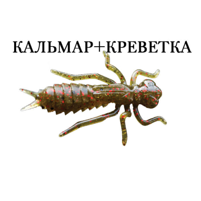 Силиконовая приманка Crazy Fish Kasari 1" 52-27-68-7-F кальмар+креветка  цв. black/red watermelon (чёрн/красн. арбуз)