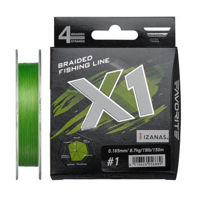 Шнур Favorite X1 PE 4x 150m (light green) #1.5/0.205mm 11.4kg/25lb