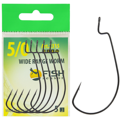 Крючок офсетный Fish Season Wide Range Worm, №4, покрытие BN (5 шт)