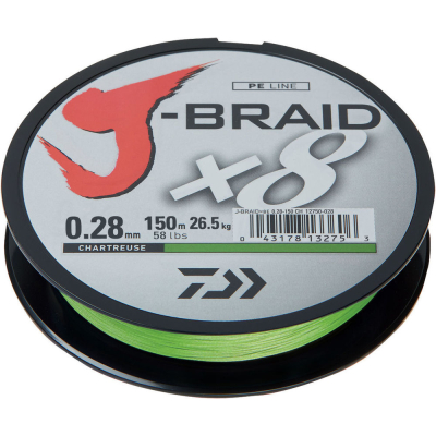 Леска плетеная Daiwa J-Braid X8 300m 0.06mm (флуор.-желтая)