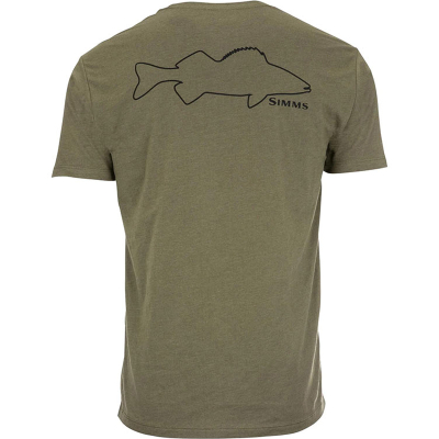 Футболка Simms Walleye Outline T-Shirt, Military Heather, M