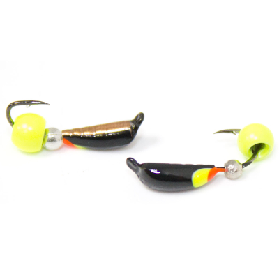 Мормышка Подёнка №2 (чм)+ шар лимонка/ серебро(0,75)